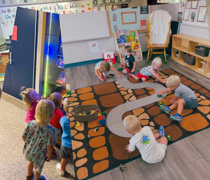 kids playing on a rug